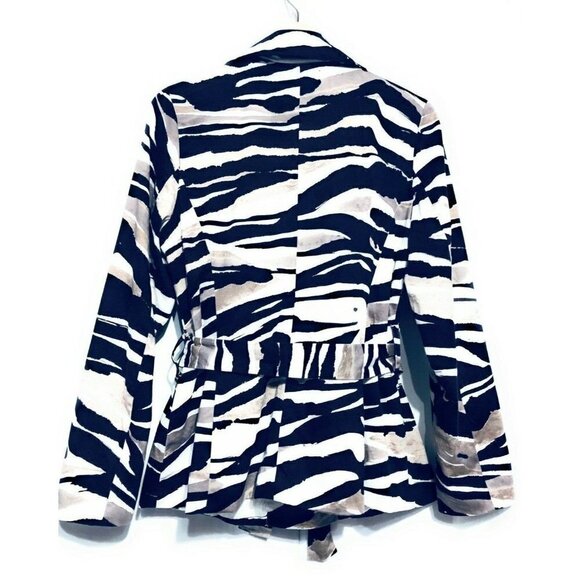 Sandro Sportswear Short Trench Coat Womens Medium Animal Print Belted Pockets - Picture 4 of 6